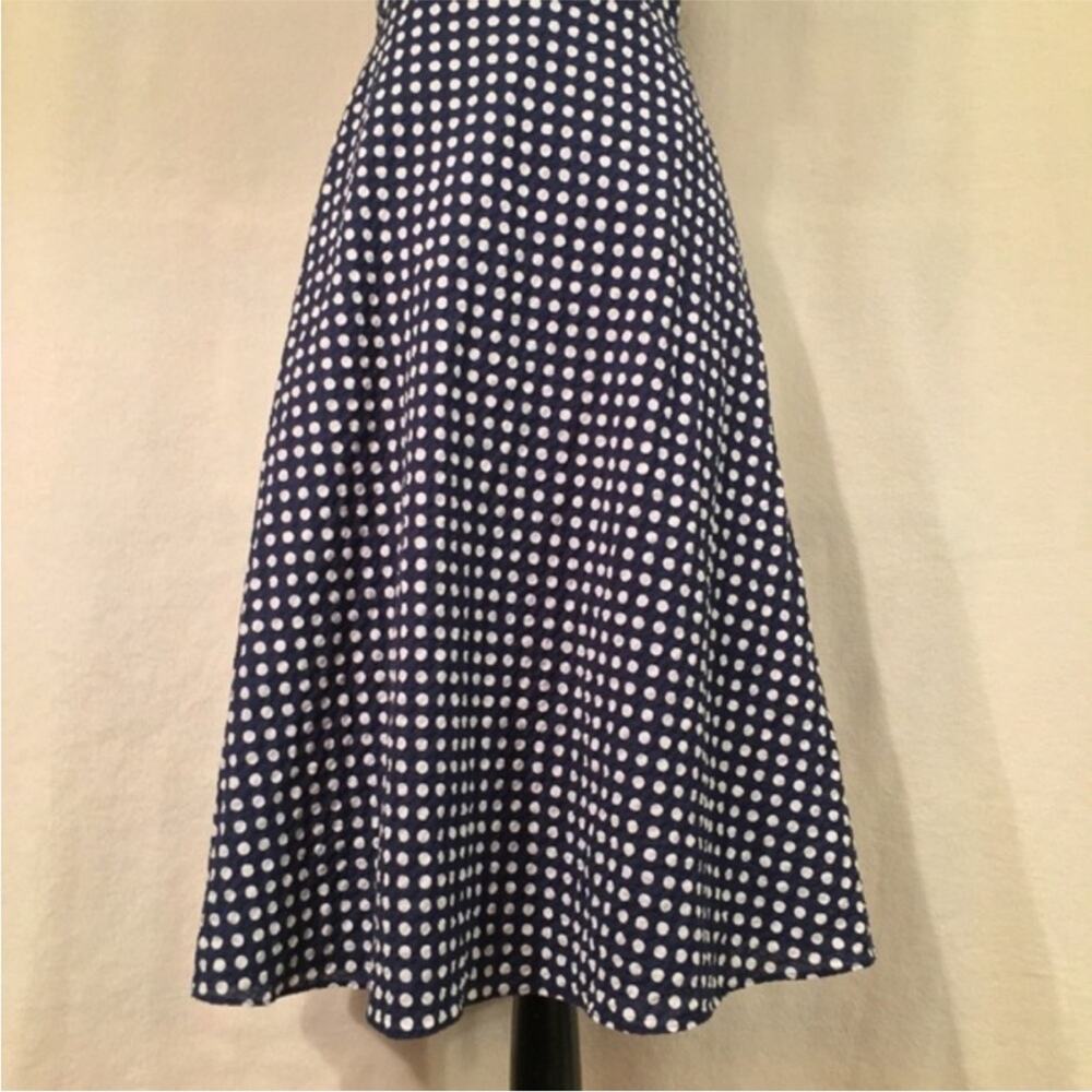 J.Crew Polka Dot Y2K Strapless Dress Fit and Flare Party Navy White Size 10 - Picture 4 of 8